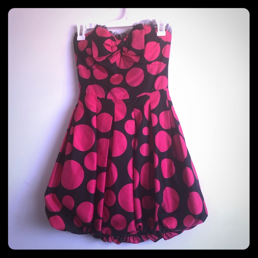 DRESS / Pink + Black / Bubble Style -S